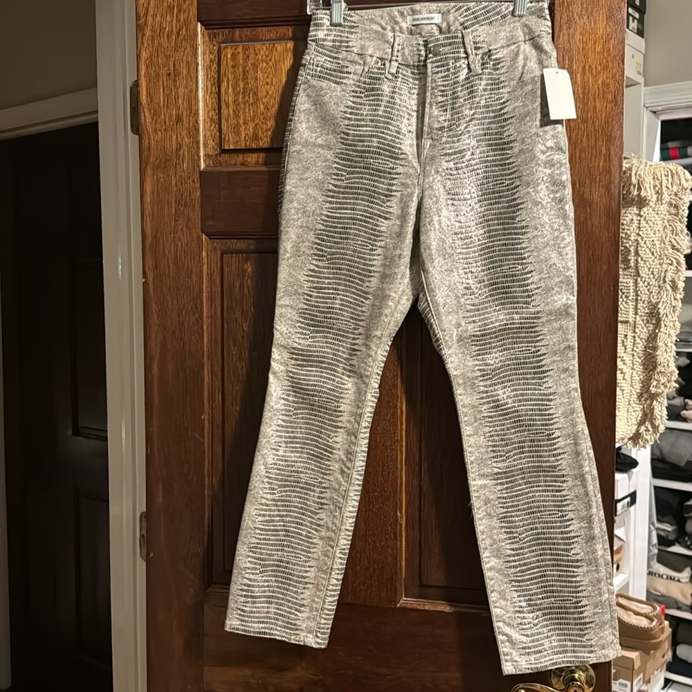 Good American cropped snake pants
